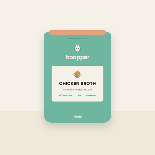 Boopper Chicken Broth hydration topper for cats — sage pouch